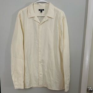 Express Cream Button Down Long Sleeve Shirt Men's Size L